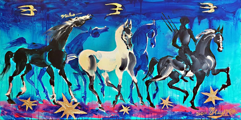 Celestial Horse Rider by Kanat Ibragimov — canvas wall art