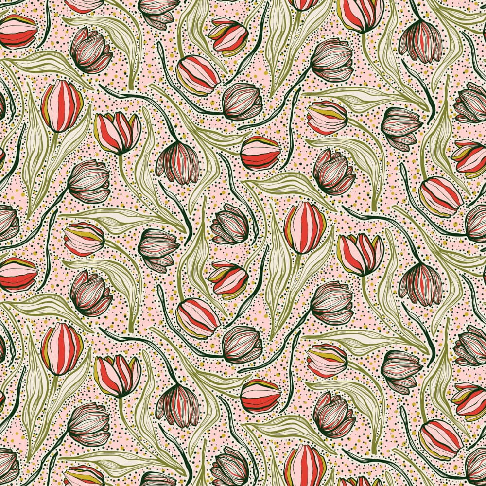 Soft Pink Tulips Pattern by Alexandra Weise — canvas wall art