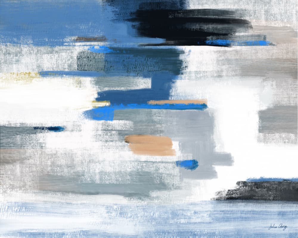 Blue and Mango Abstract by Julia Cheney — canvas wall art
