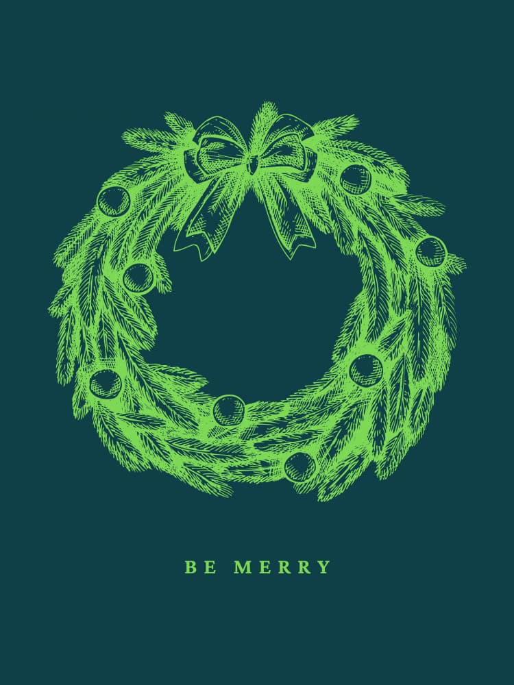 Be Merry Christmas Wreath by Ohkimiko — canvas wall art