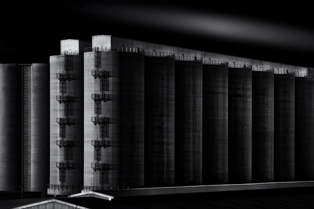 Stark Industrial Silos by Rolf Endermann — canvas wall art