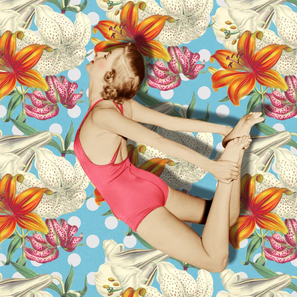 Vintage Yoga Bloom by Marja van den Hurk — canvas wall art