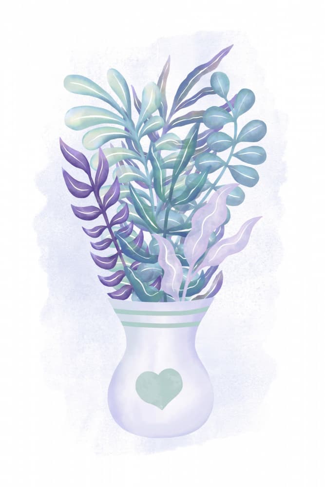 Soft Botanical Vase by Martina — canvas wall art