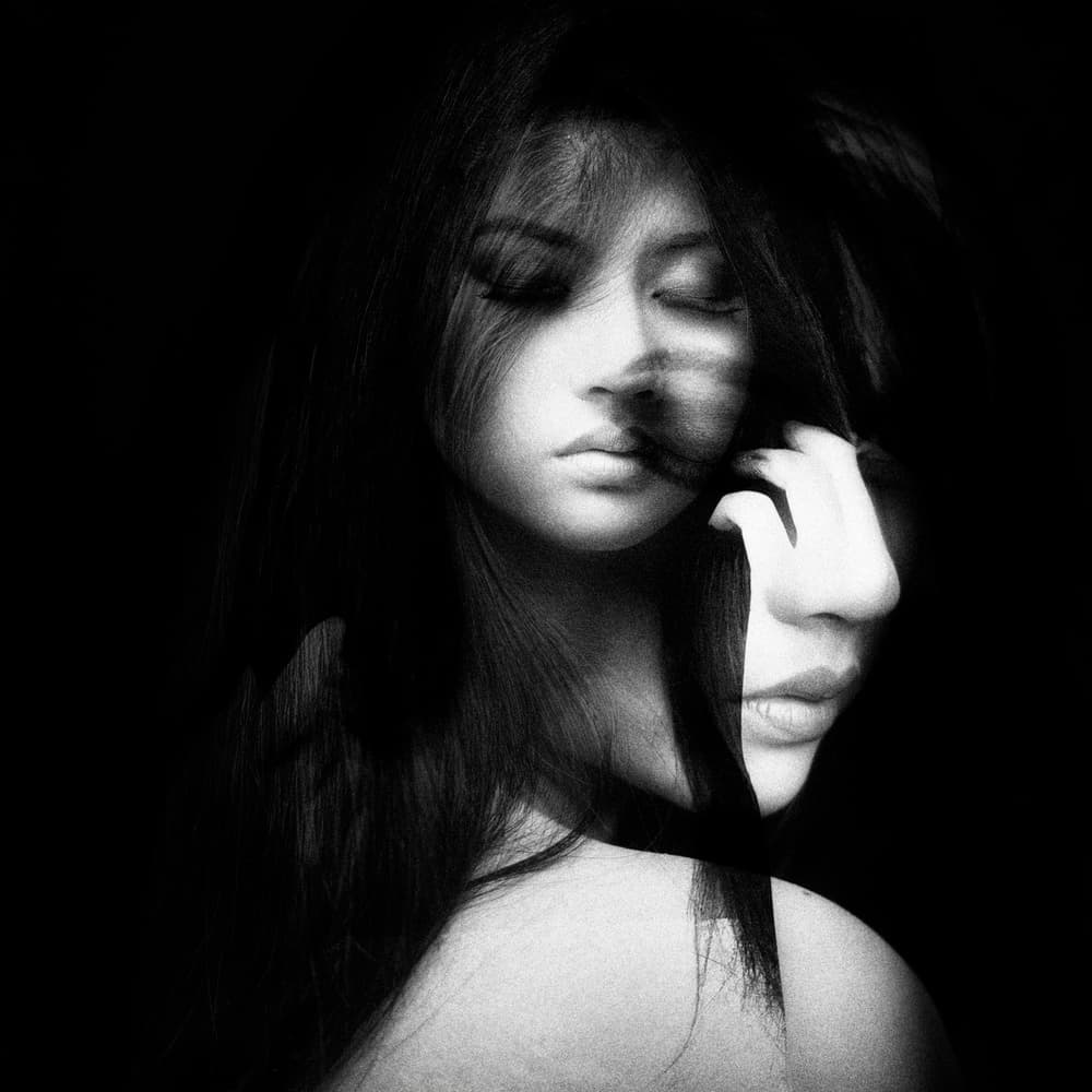 Pensive Woman Layers by Hari Sulistiawan — canvas wall art