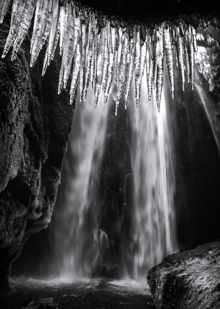Frozen Grotto Waterfall by Jingshu Zhu — canvas wall art