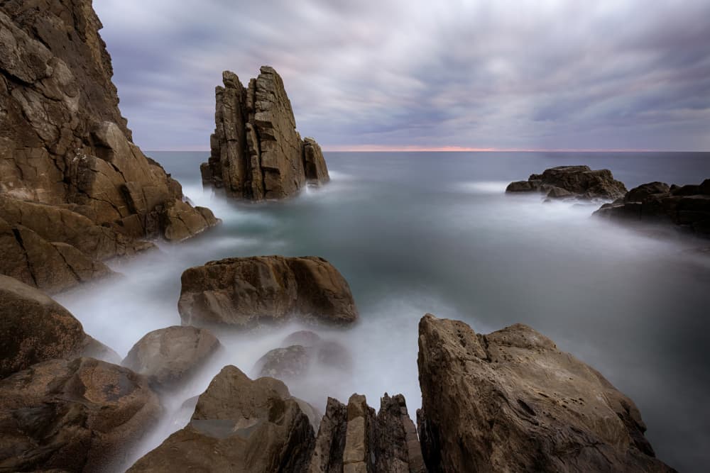 Misty Coastal Rock Formations by Paolo Bolla — canvas wall art