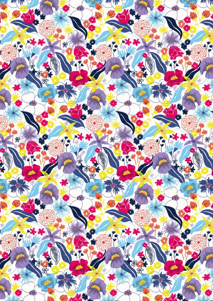 Vibrant Floral Pattern by Julie Lesouef — canvas wall art
