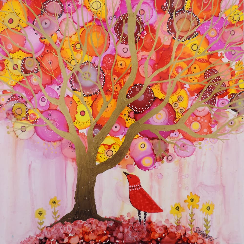 Whimsical Tree and Bird by Sylvie Demers — canvas wall art
