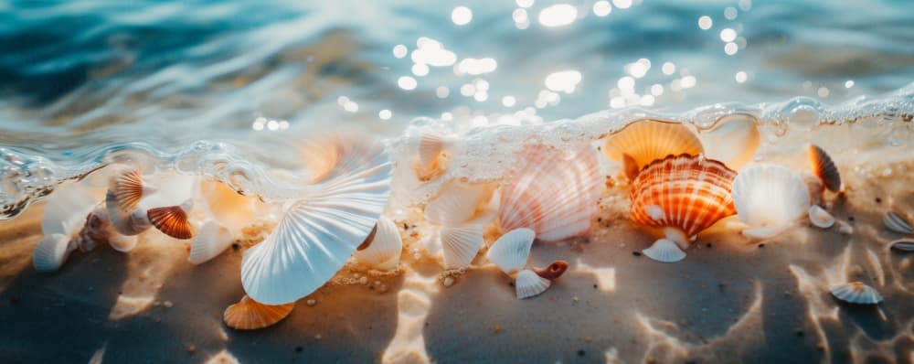 Sunlit Beach Shells by Treechild — canvas wall art