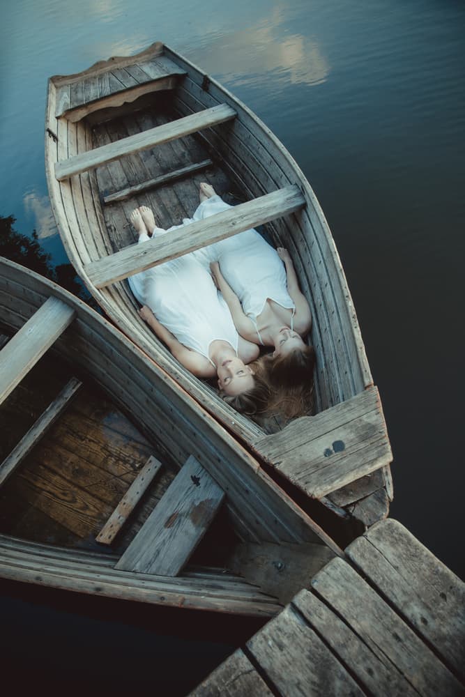 Two Women Still Water by Dorota Gorecka — canvas wall art
