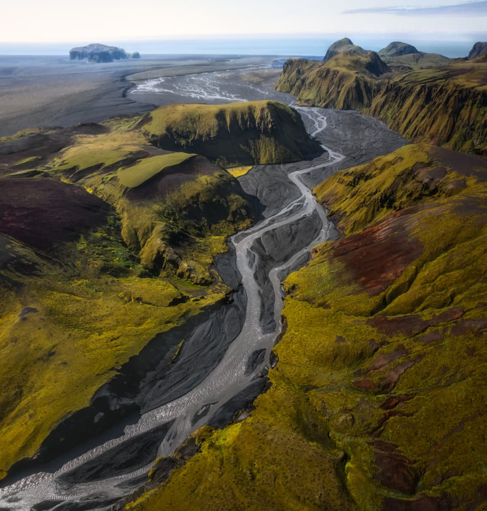Dramatic Icelandic River Valley by joanaduenas — canvas wall art