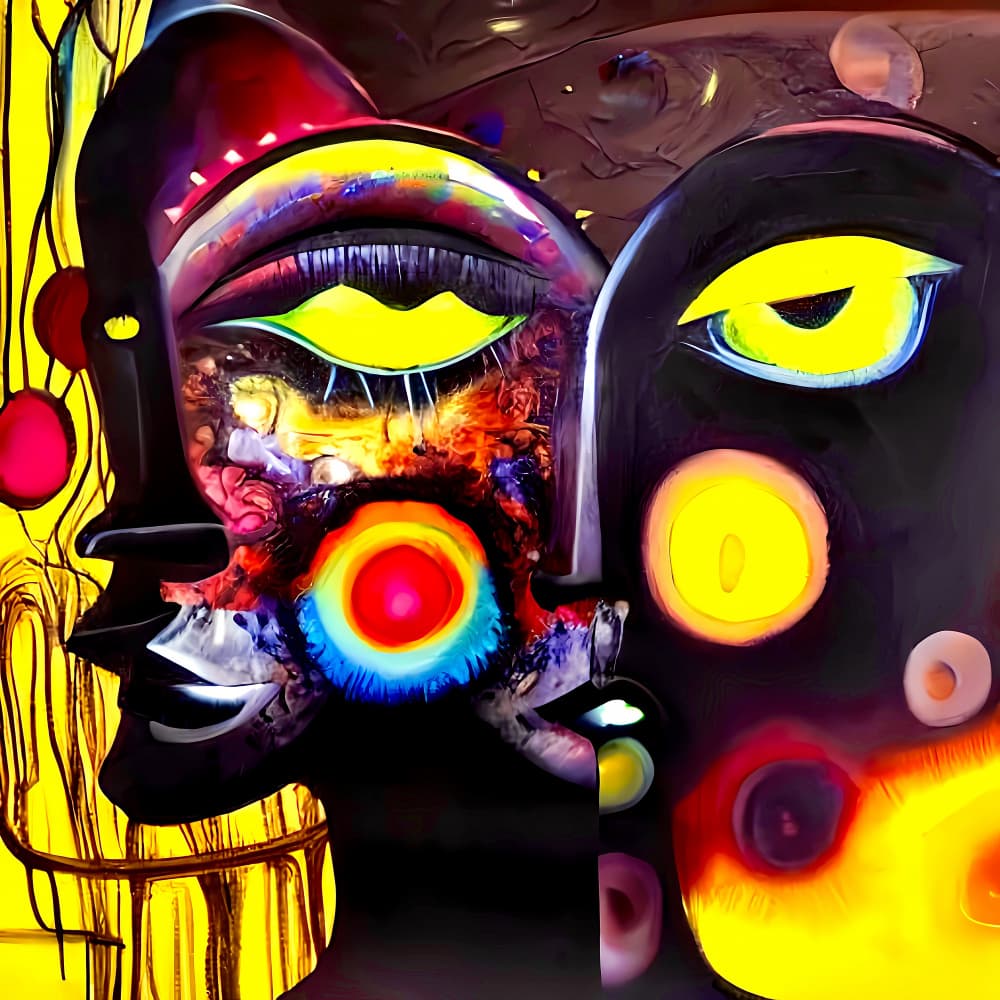 Vibrant Abstract Faces by mnemonixART — canvas wall art