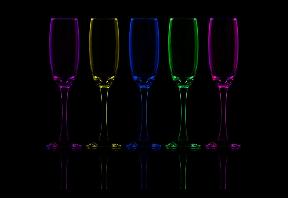 Vibrant Champagne Flutes by Howard Ashton-Jones — canvas wall art