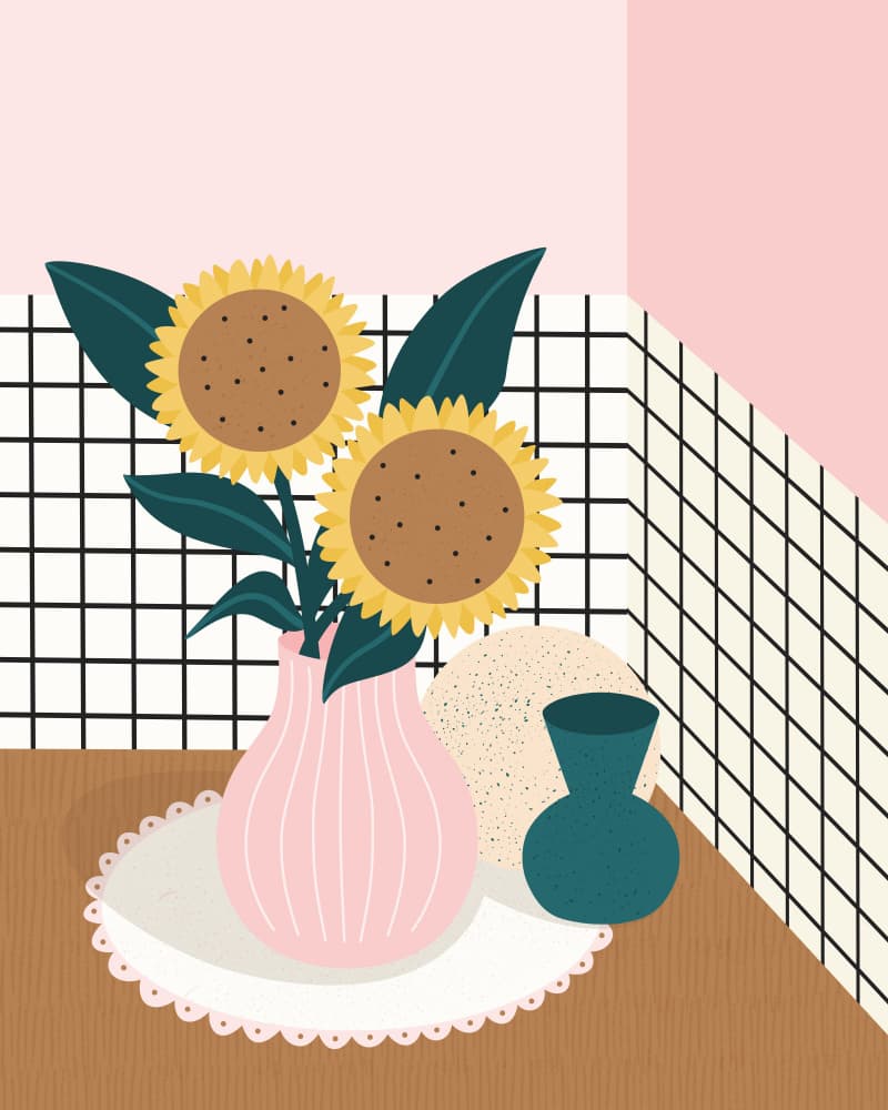 Bright Sunflowers Pink Vase by Artprink — canvas wall art