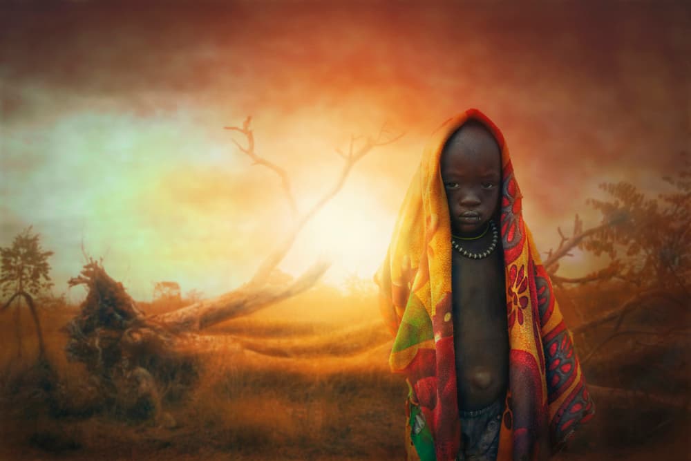 African Child Golden Light by Svetlin Yosifov — canvas wall art