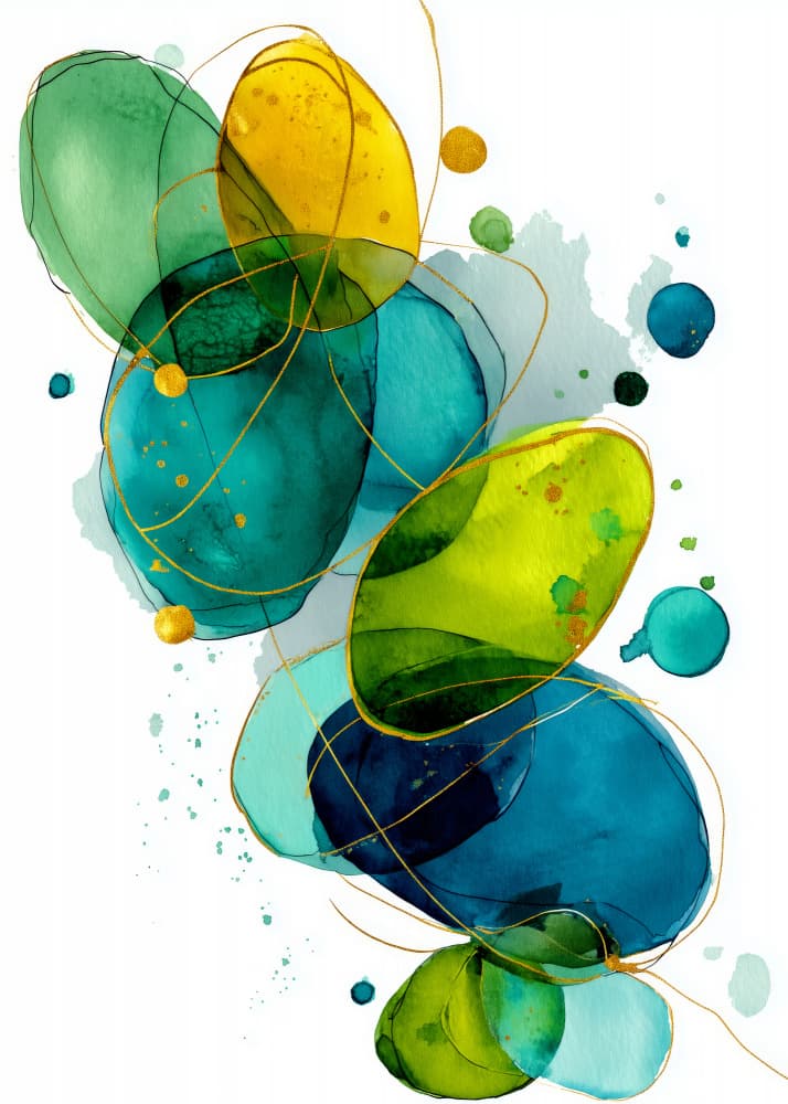 Vibrant Teal Gold Forms by Justyna Jaszke — canvas wall art