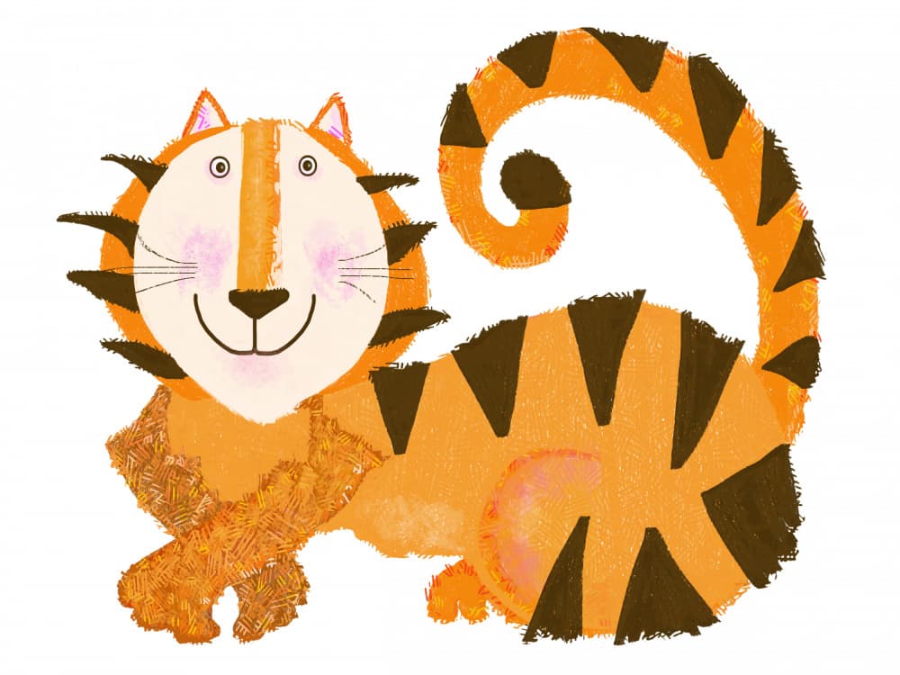 Friendly Cartoon Tiger by Lynnda Rakos — canvas wall art