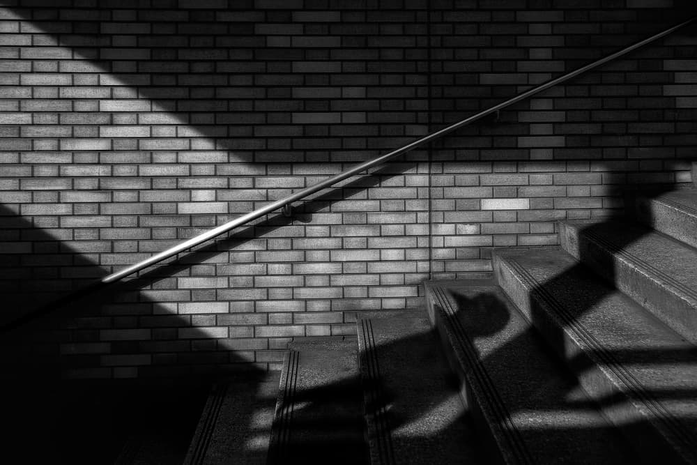 Stairwell Light and Shadow by Ekkachai Khemkum — canvas wall art