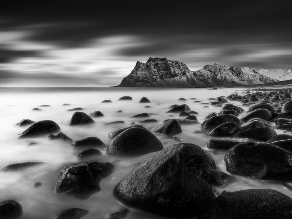 Black and White Coastal Landscape by Bingo Z — canvas wall art