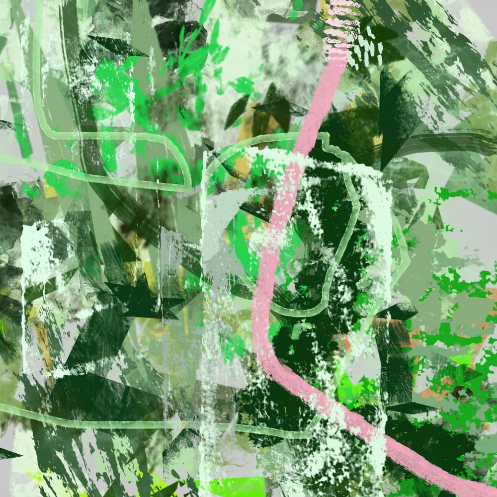 Dynamic Green Abstraction by Pelin Atilla — canvas wall art