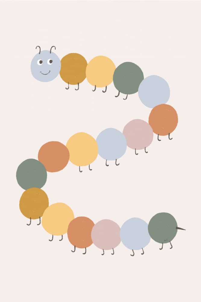 Happy Little Caterpillar by Menina Lisboa — canvas wall art