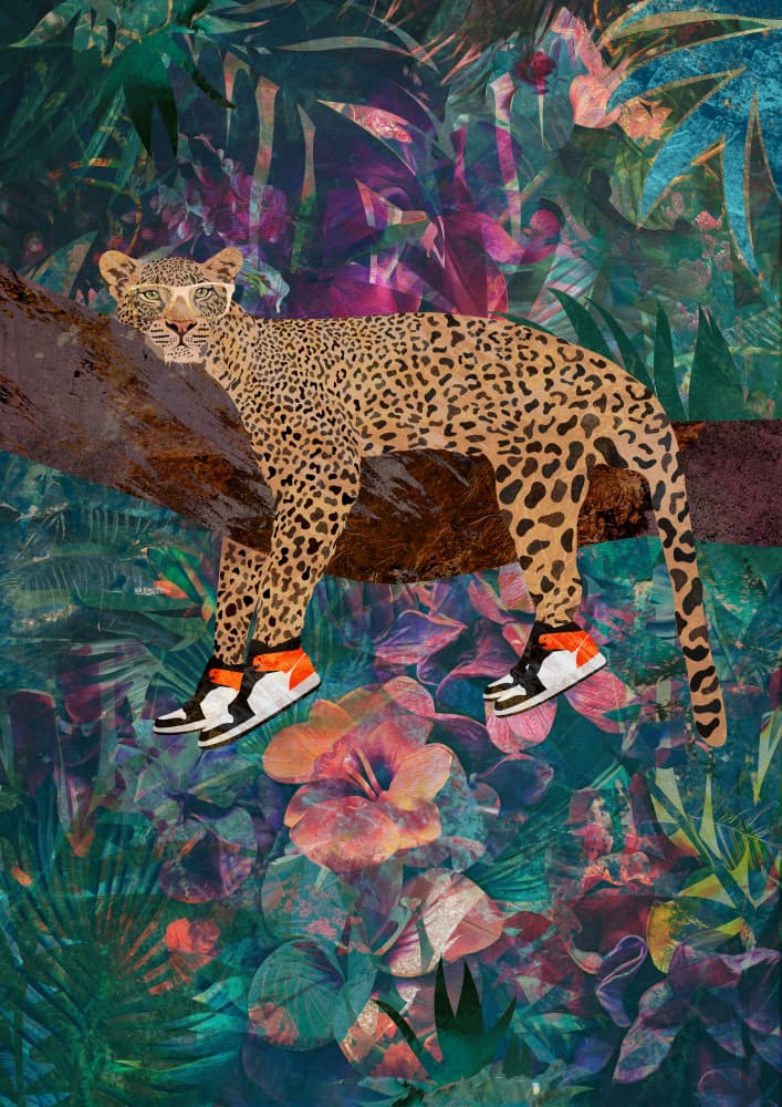 Cool Leopard Jungle Style by Sarah Manovski — canvas wall art