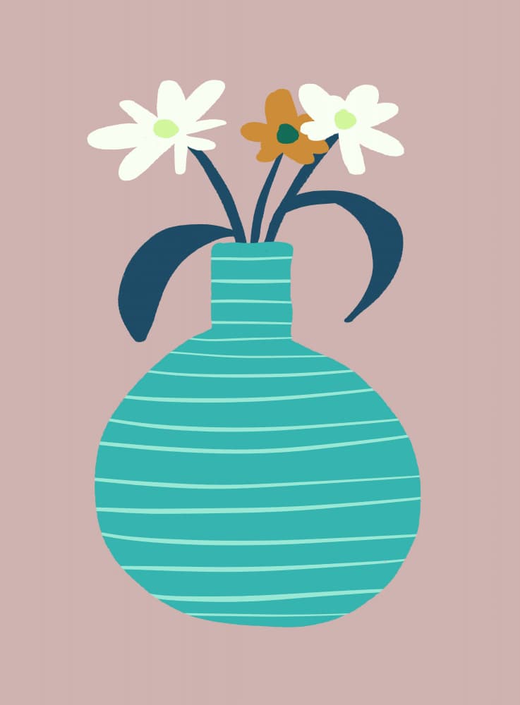 Teal Vase Blooms by Studio Memb — canvas wall art