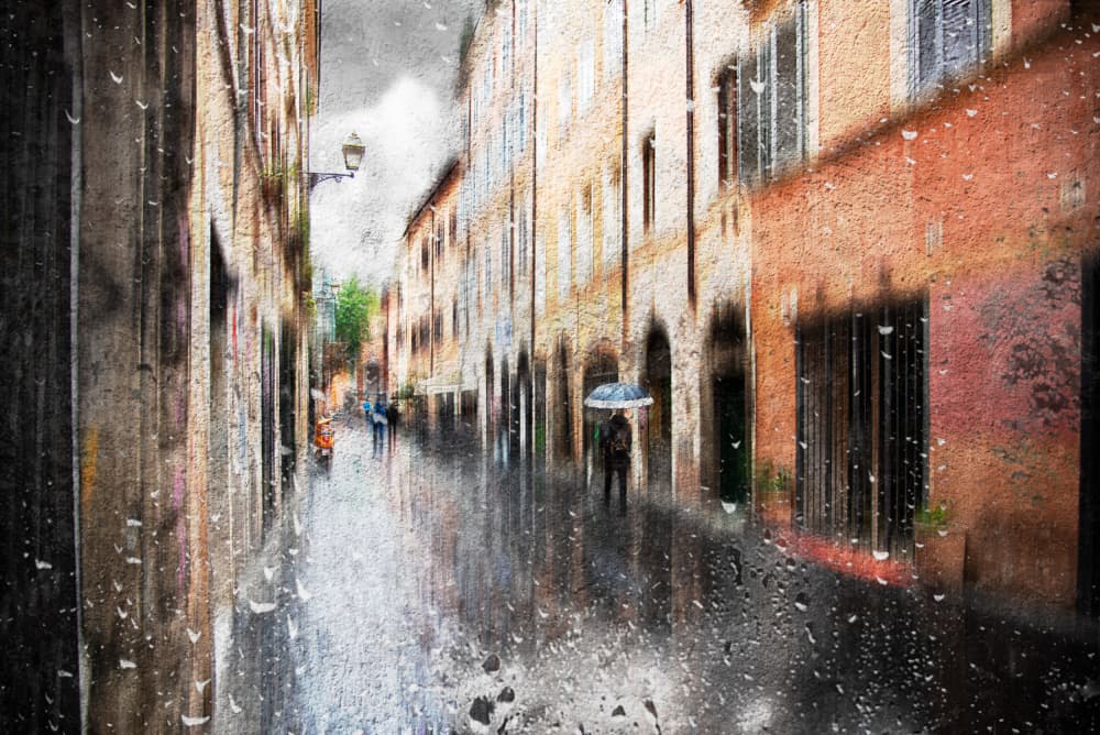 Rainy European Street by Nicodemo Quaglia — canvas wall art
