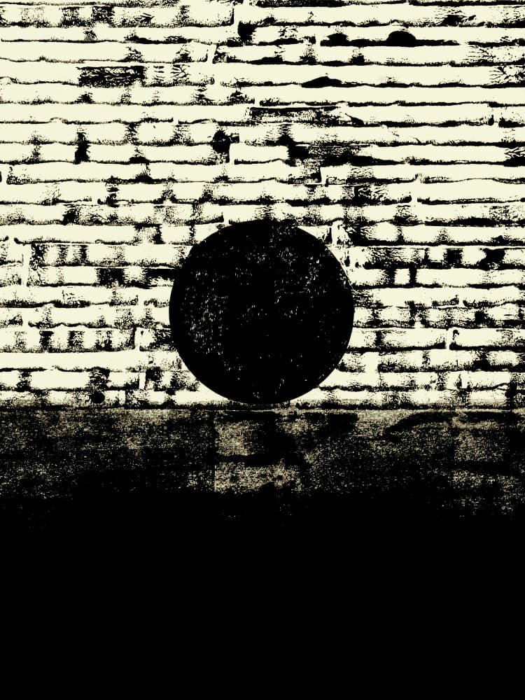 Black Circle Brick Wall by Petr Strnad — canvas wall art