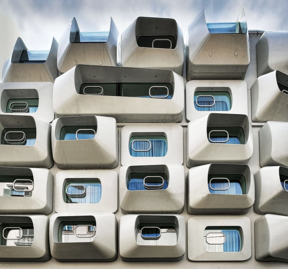 Modern Geometric Facade by Renate Reichert — canvas wall art