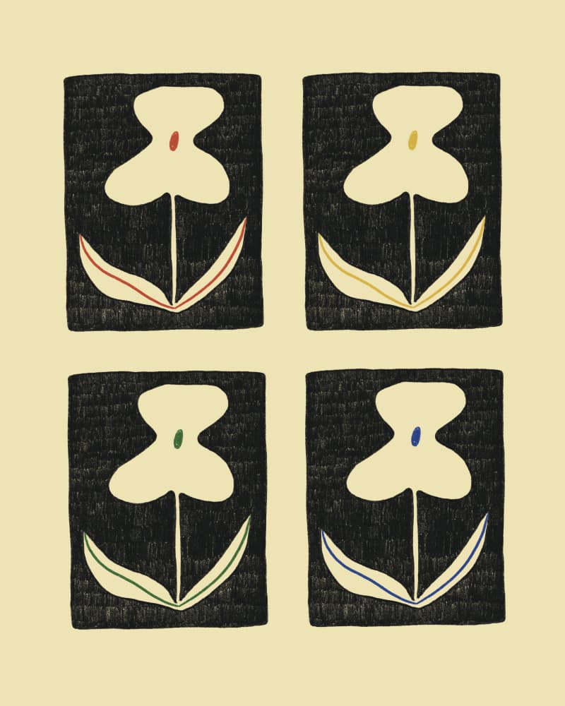 Colorful Minimalist Flowers by Marina Alaburic — canvas wall art