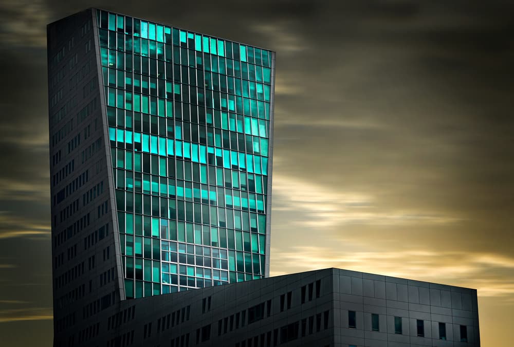 Teal Glass Skyscraper by Eric Mattheyses — canvas wall art