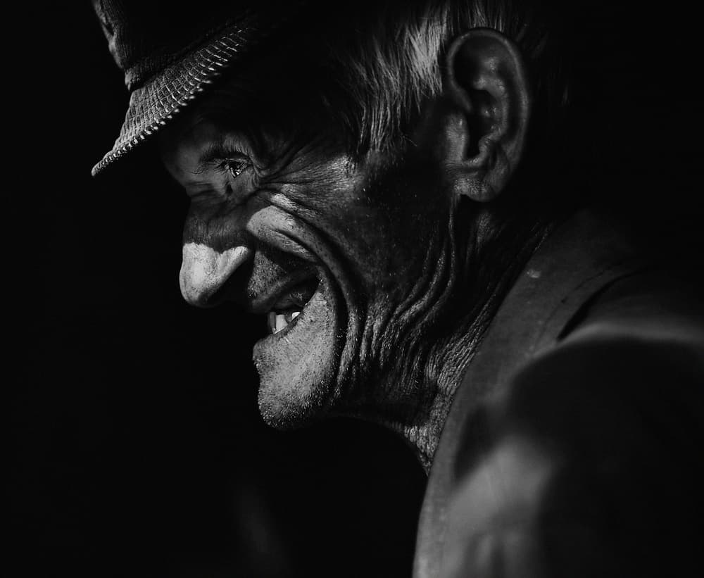 Joyful Old Man Profile by Koki Jovanovic — canvas wall art