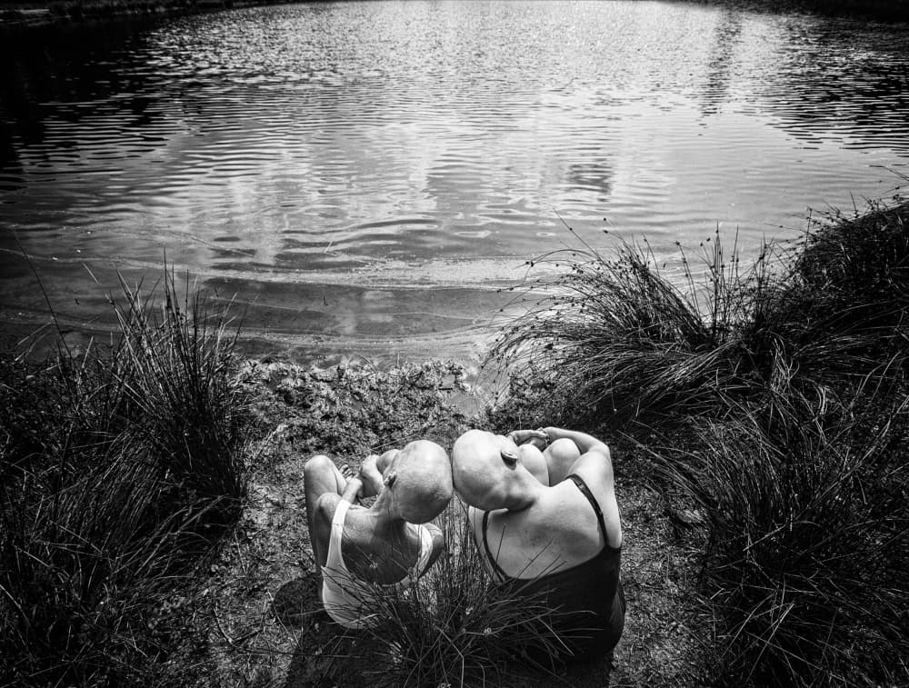 Two Bald Women Lakeside by Ton Dirven — canvas wall art