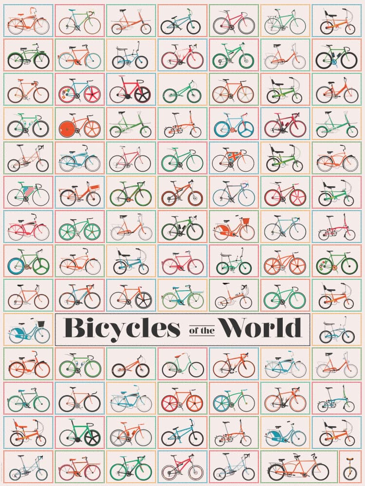 Bicycles of the World by Wyatt 9 — canvas wall art