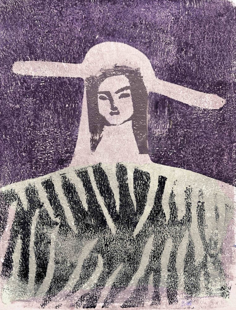 Enigmatic Purple Woman by Christina Misuro — canvas wall art