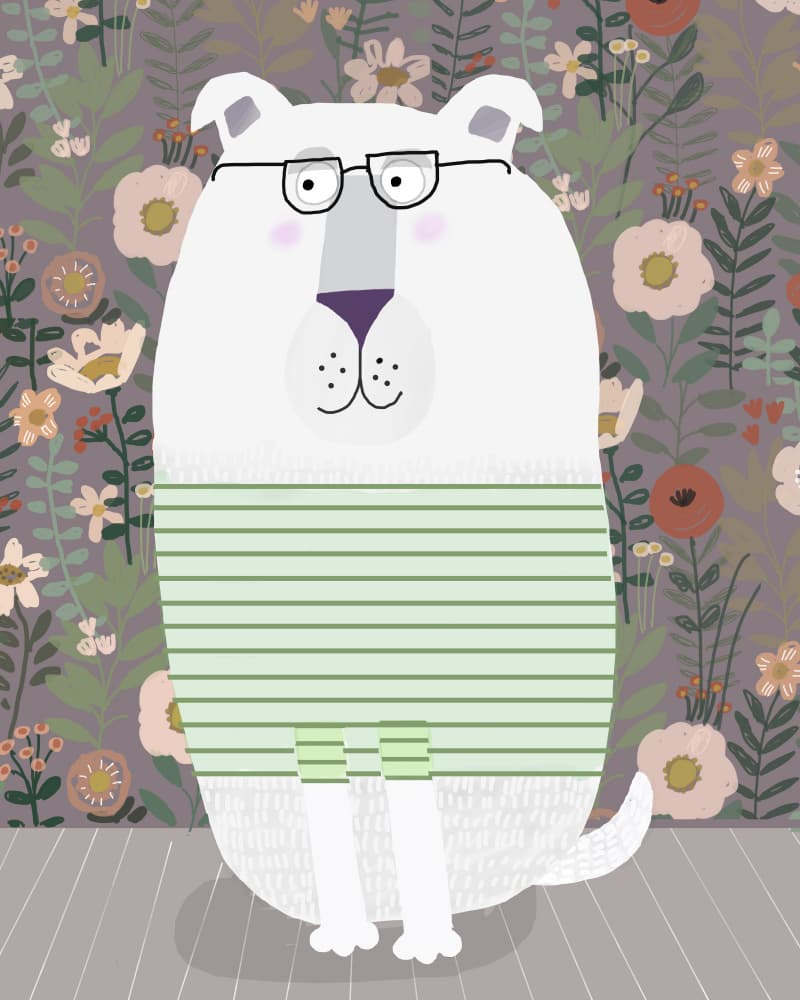 Whimsical Dog In Glasses by Carla Daly — canvas wall art