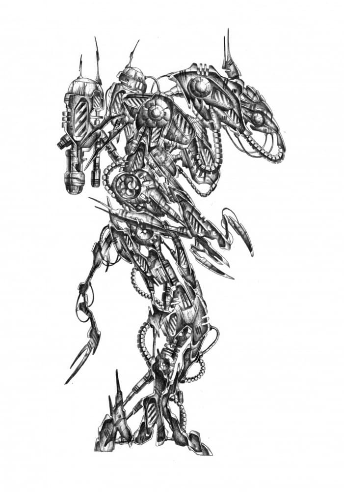 Intricate Cybernetic Mech by Kulik — canvas wall art