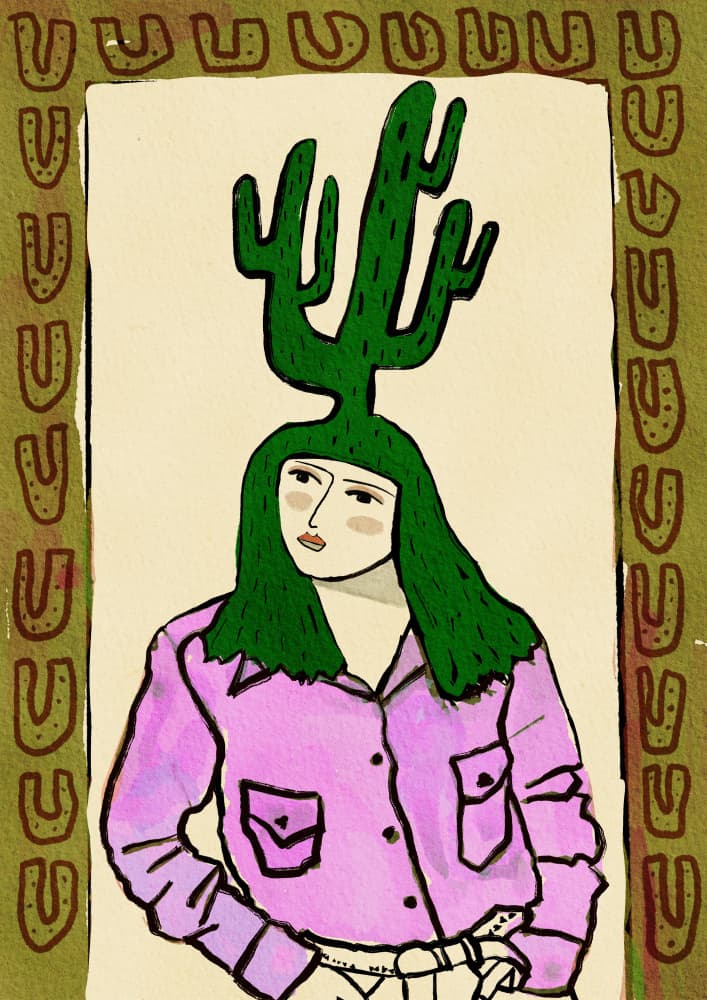 Cactus Woman Portrait by Sharyn Bursic — canvas wall art