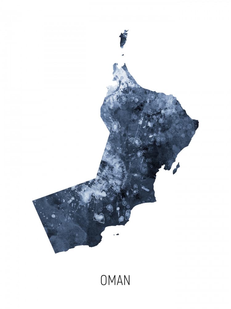 Blue Oman Map Abstract by Michael Tompsett — canvas wall art