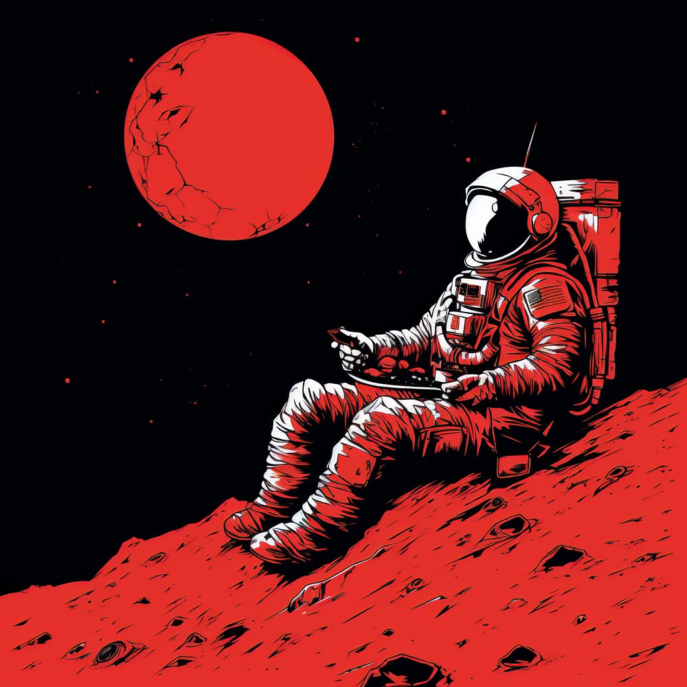 Red Planet Contemplation by Bilge Paksoylu — canvas wall art