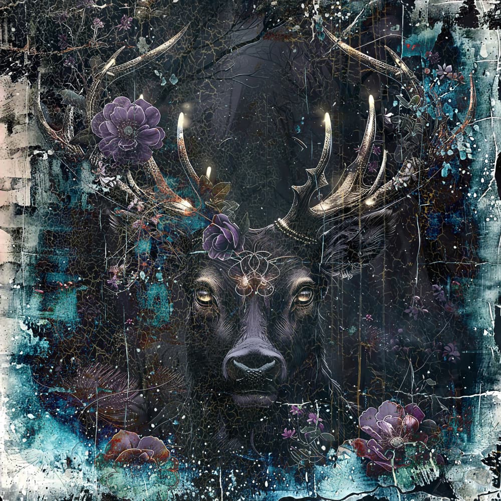 Dark Enchanted Stag by Rafal Kulik — canvas wall art