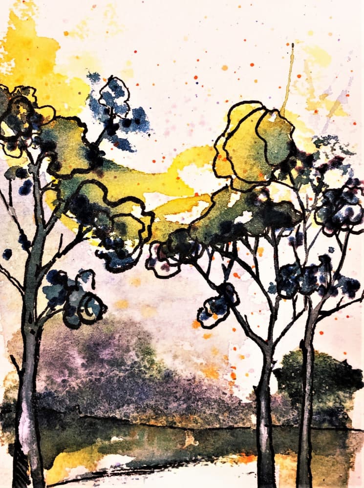 Golden Woodland Trees by Anda Bieza — canvas wall art