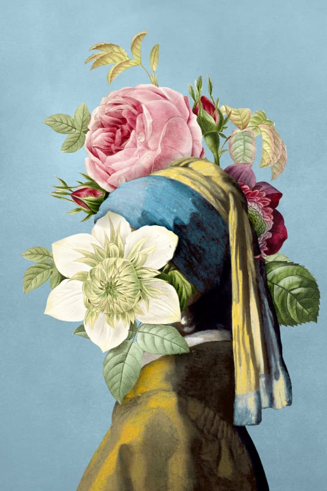 Girl With Floral Headscarf by Marja van den Hurk — canvas wall art