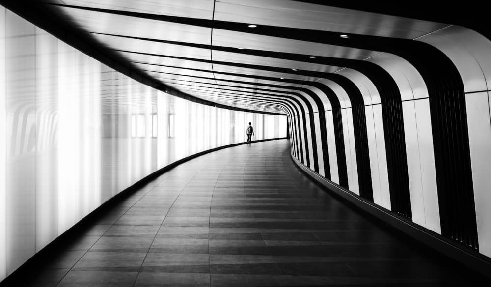 Solitary Curved Corridor by Luigi Greco — canvas wall art