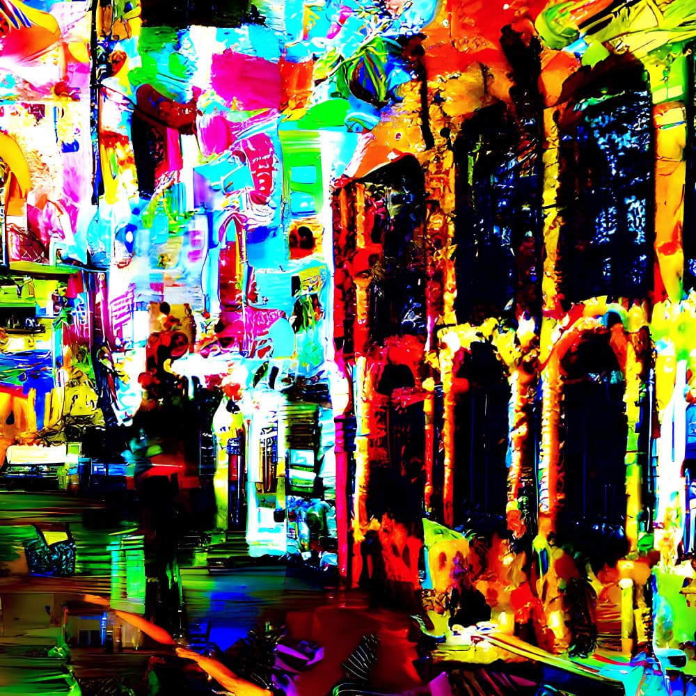 Vibrant City Night by mnemonixART — canvas wall art