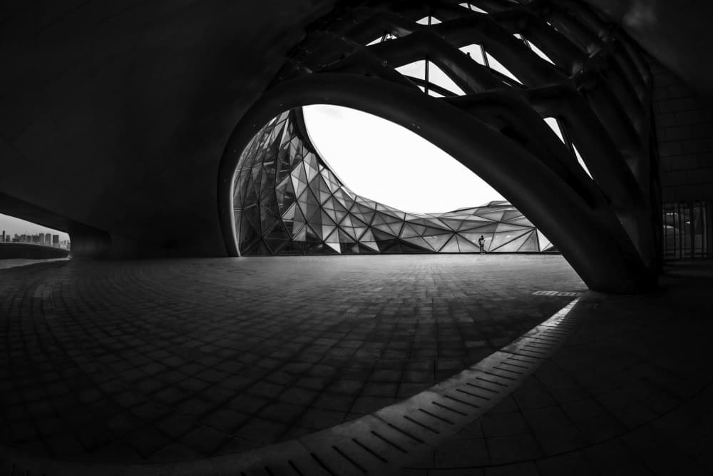 Black White Geometric Architecture by Anna Zhang — canvas wall art