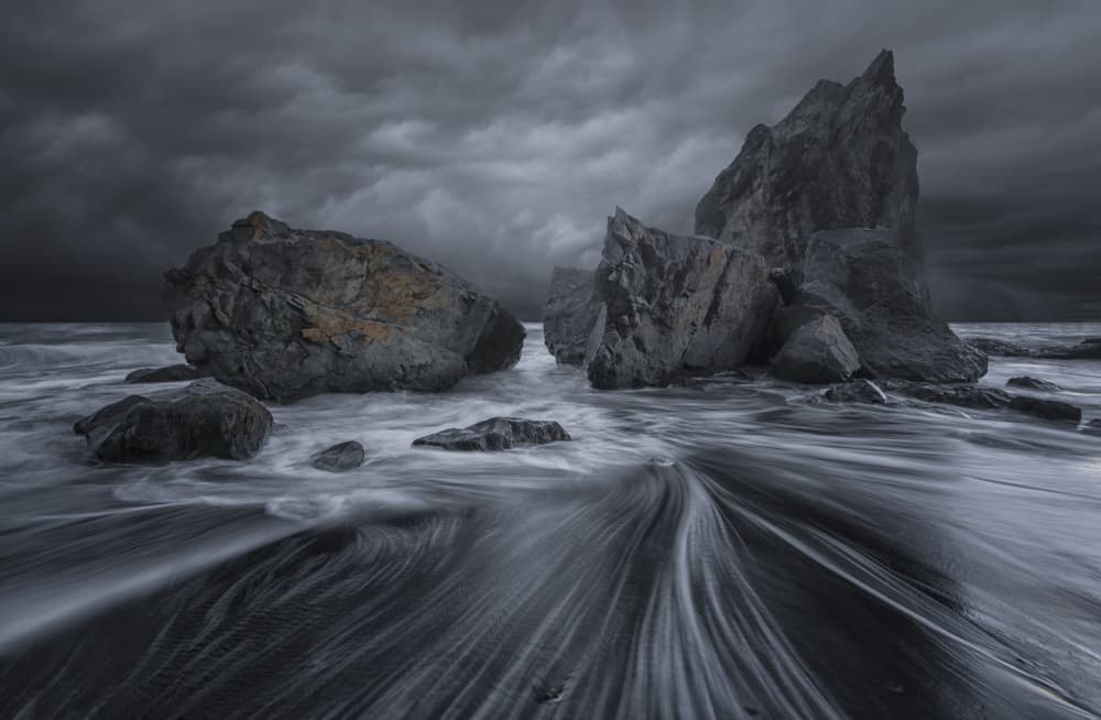Dramatic Sea Stacks Flow by Larry Deng APA — canvas wall art