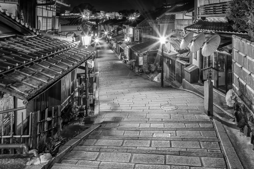 Kyoto Night Steps by Melanie Viola — canvas wall art
