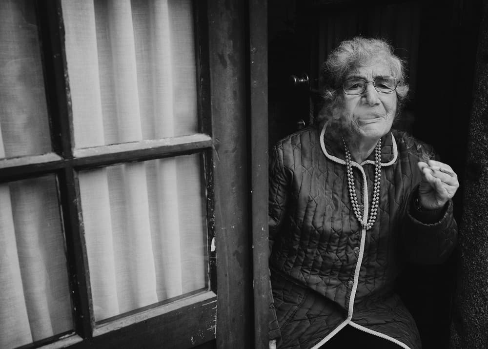 Elderly Woman Portrait by Carlos Costa — canvas wall art